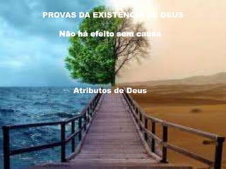 Não há efeito sem causa
PROVAS DA EXISTENCIA DE DEUS
Atributos de Deus
 