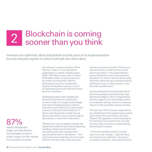 Deutsche Bank Survey Sees Blockchain Adoption In Six Years