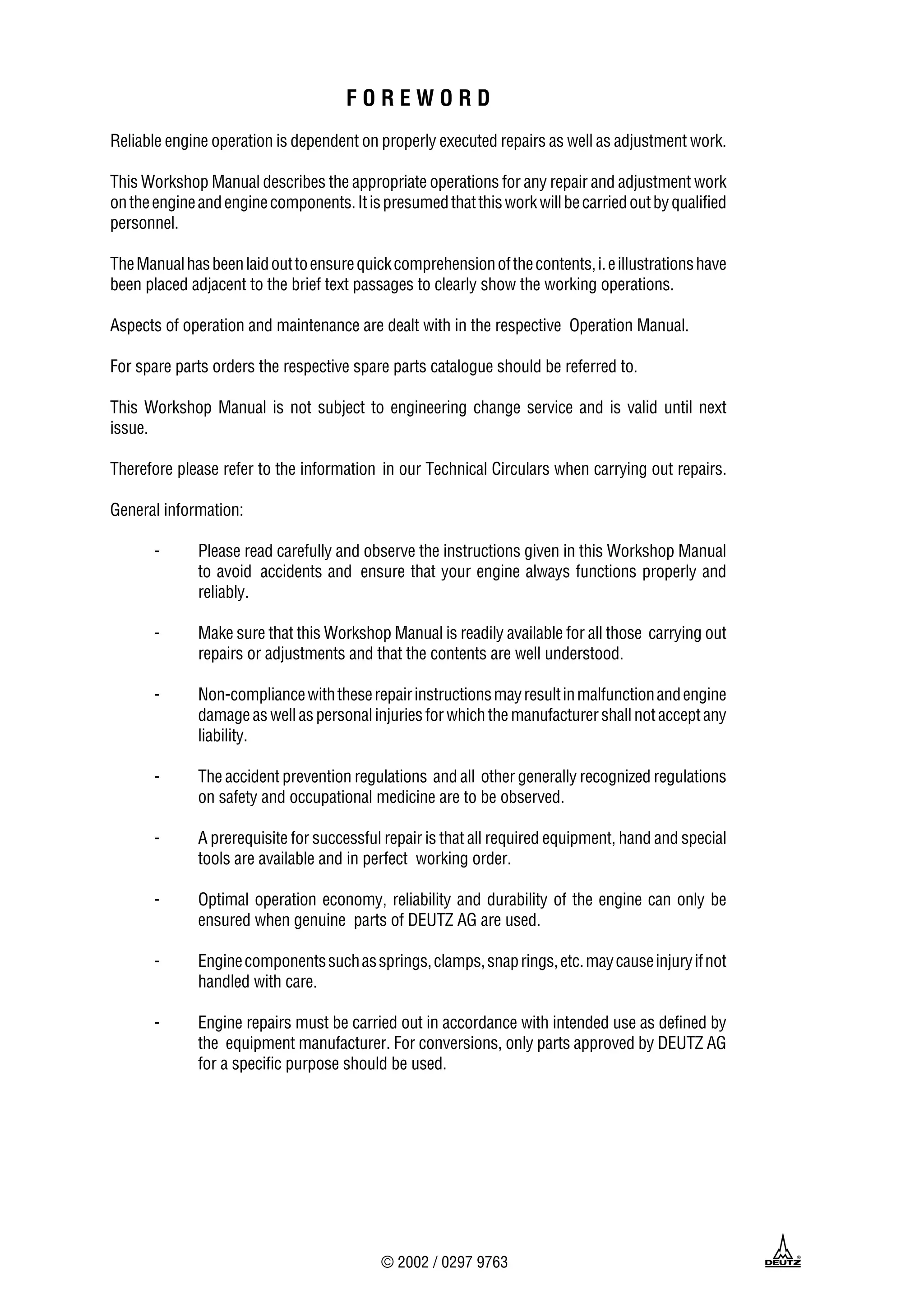 Deutz fahr 913 engine service repair manual