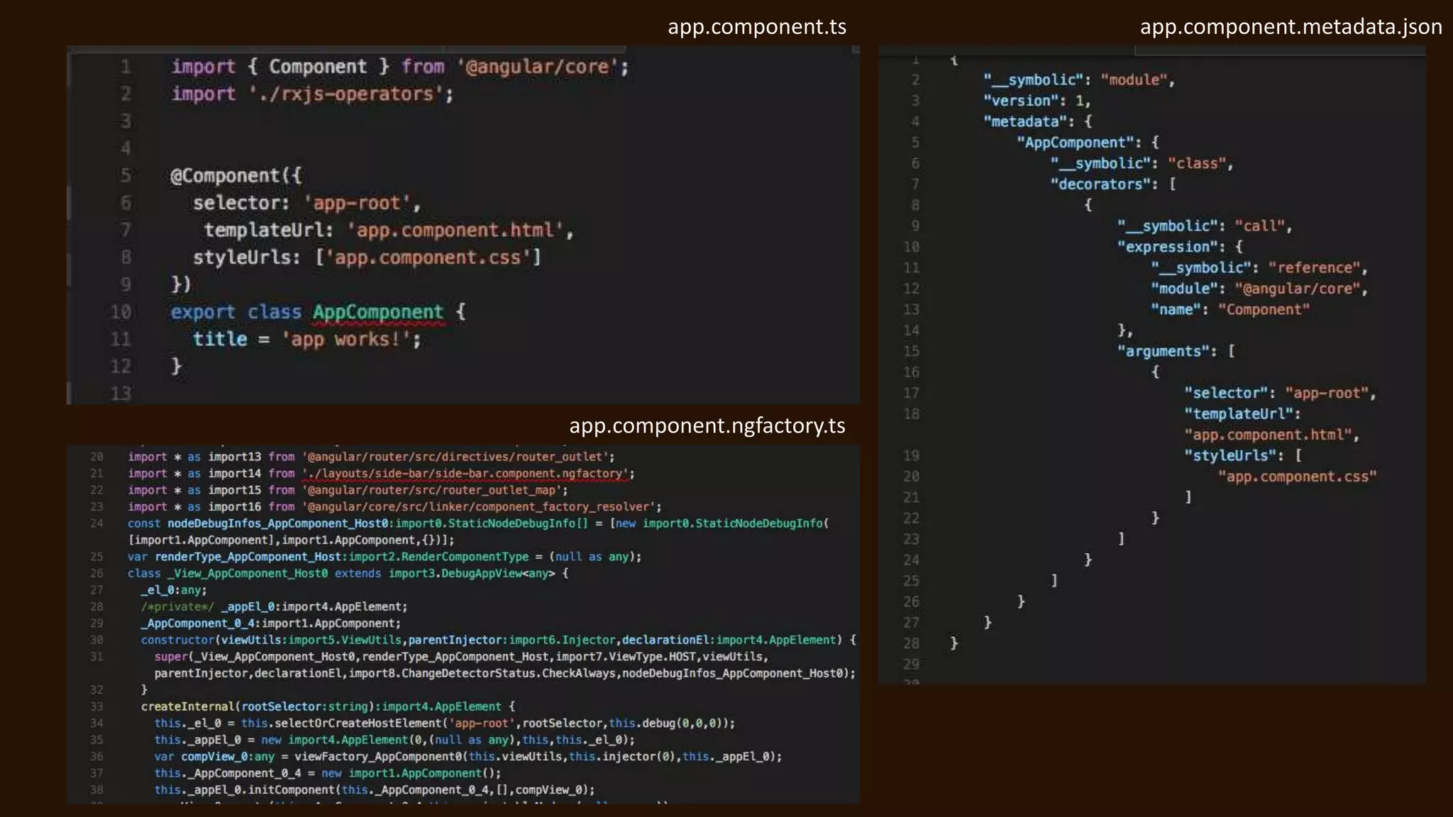 app.component.ts
app.component.ngfactory.ts
app.component.metadata.json
 