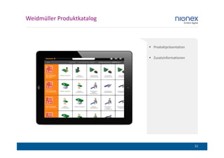 Weidmüller Produktkatalog



                            Produktpräsentation

                            Zusatzinformationen




                                                  22
 