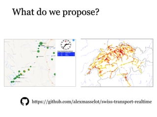What do we propose?
https://github.com/alexmasselot/swiss-transport-realtime
 