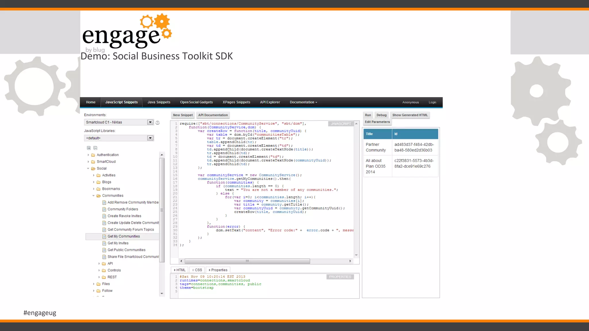 #engageug
Demo: Social Business Toolkit SDK
 