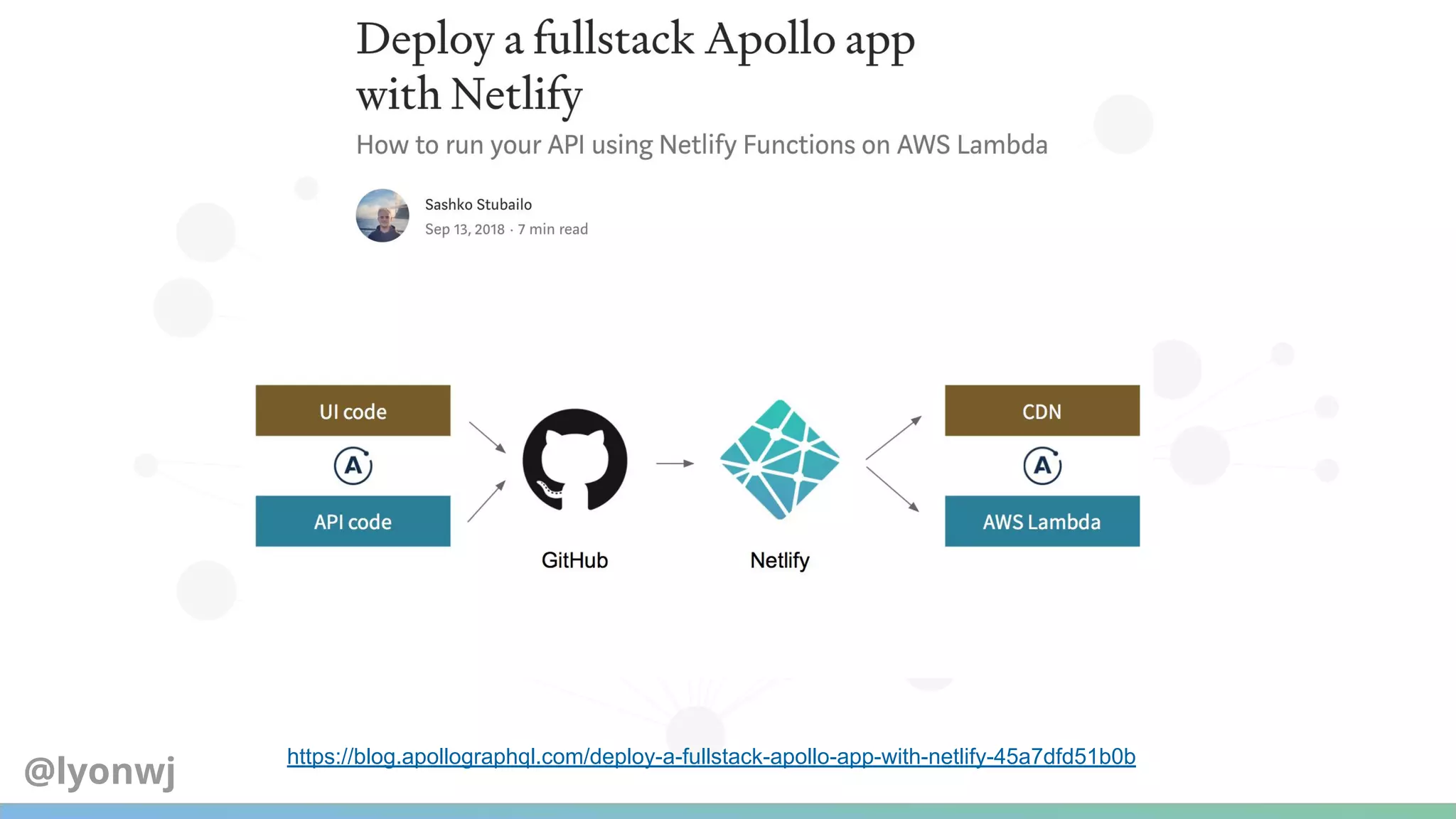 https://blog.apollographql.com/deploy-a-fullstack-apollo-app-with-netlify-45a7dfd51b0b
@lyonwj
 