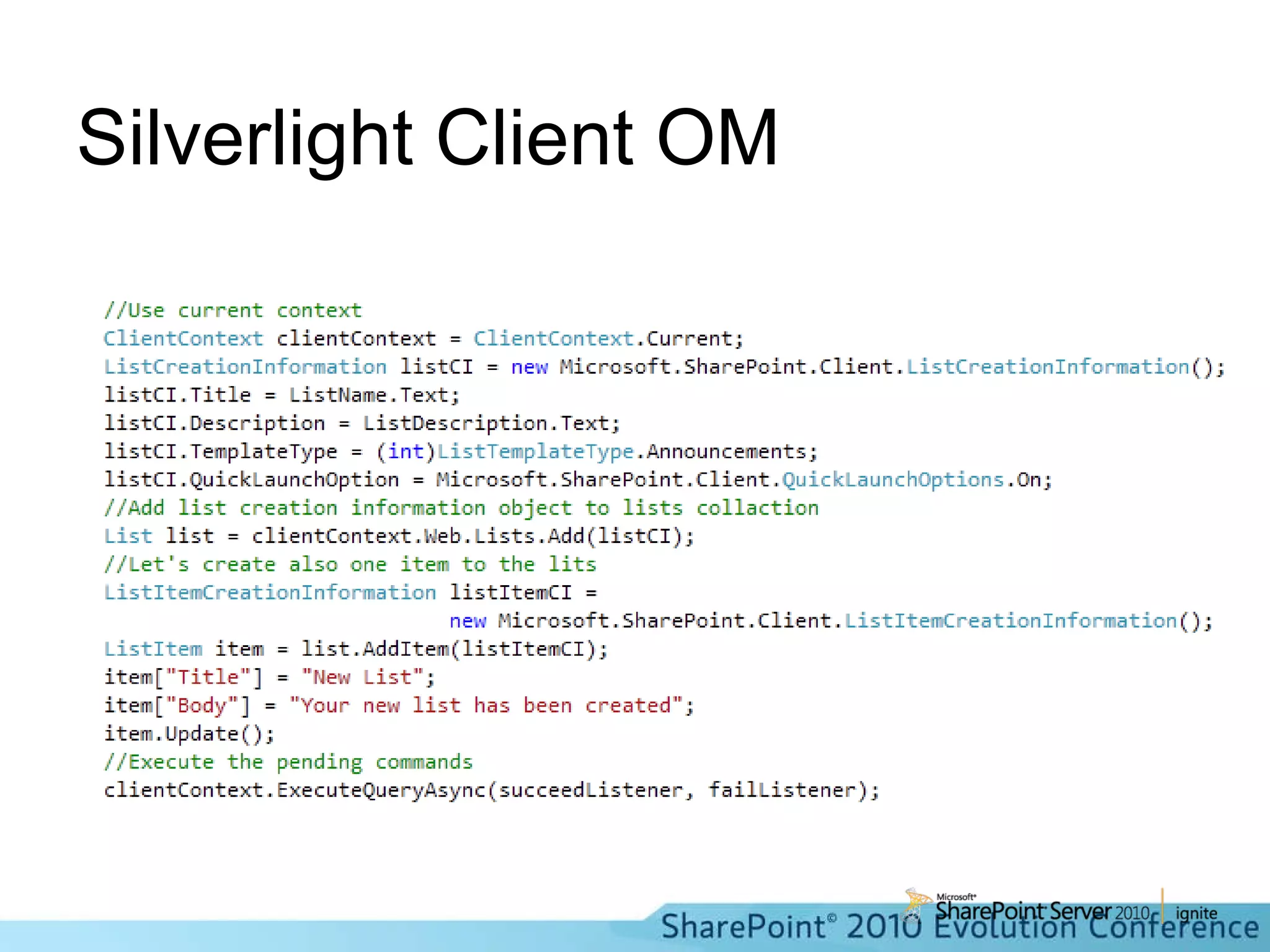 Silverlight Client OM 