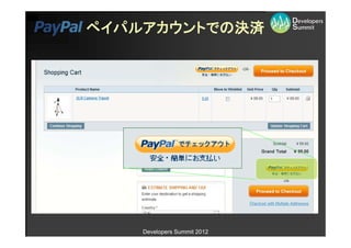 ペイパルアカウントでの決済




    Developers Summit 2012
 