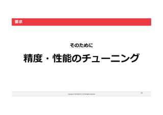 Copyright © LOCKON CO.,LTD.All Rights Reserved.
20
要求
そのために
精度・性能のチューニング
 