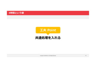 Copyright © LOCKON CO.,LTD.All Rights Reserved.
4時間という壁
41
工夫 Point
共通処理を入れる
 