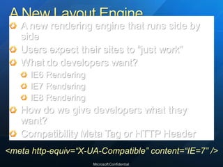 <meta http-equiv=“X-UA-Compatible” content=“IE=7” /> 