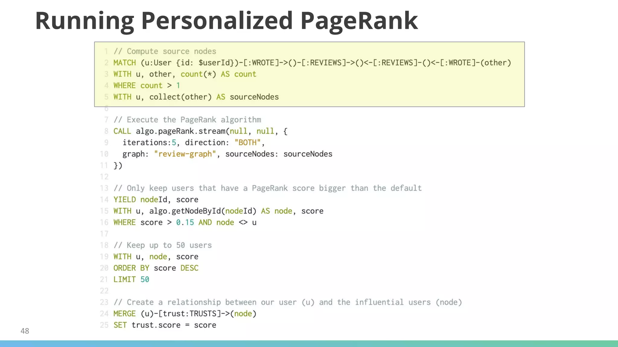 48
Running Personalized PageRank
 