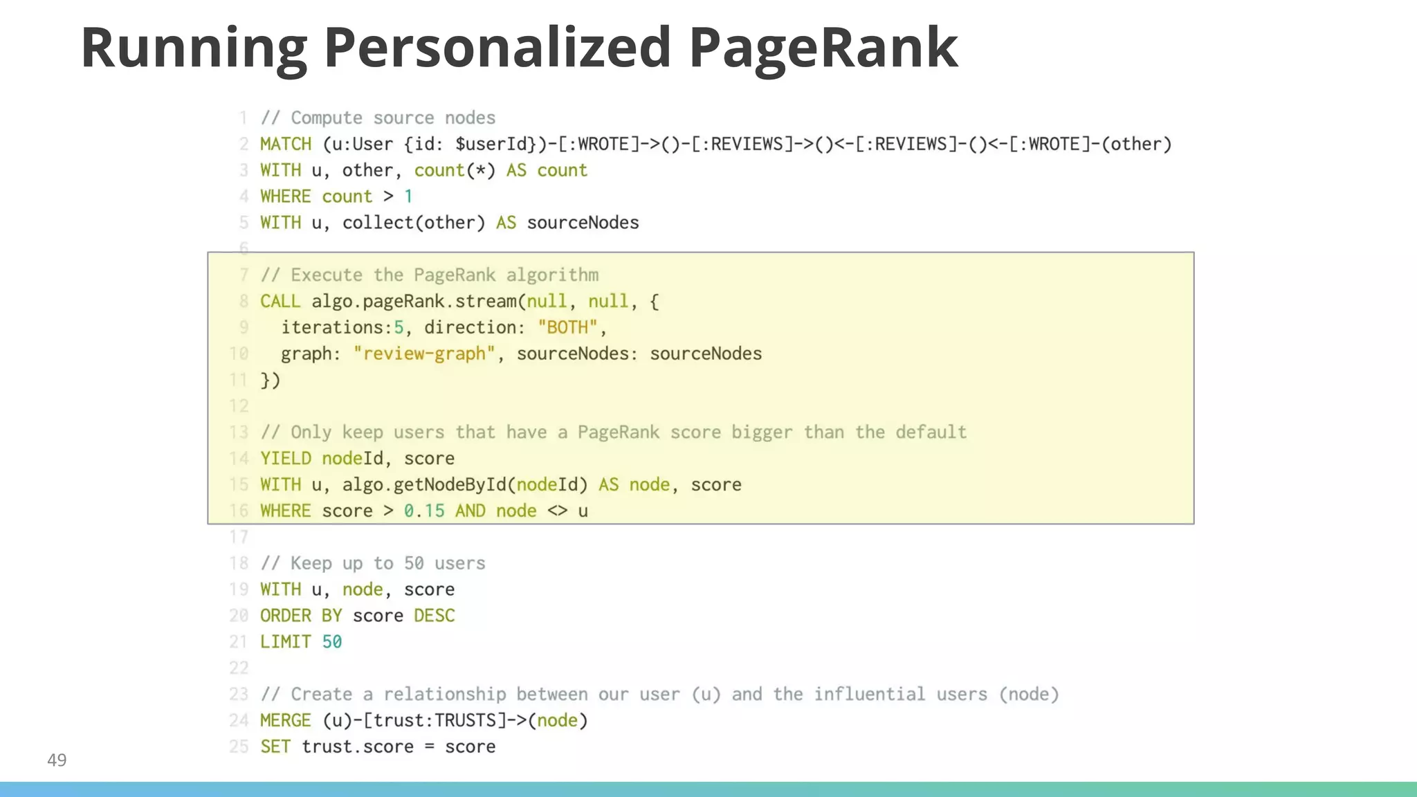 49
Running Personalized PageRank
 
