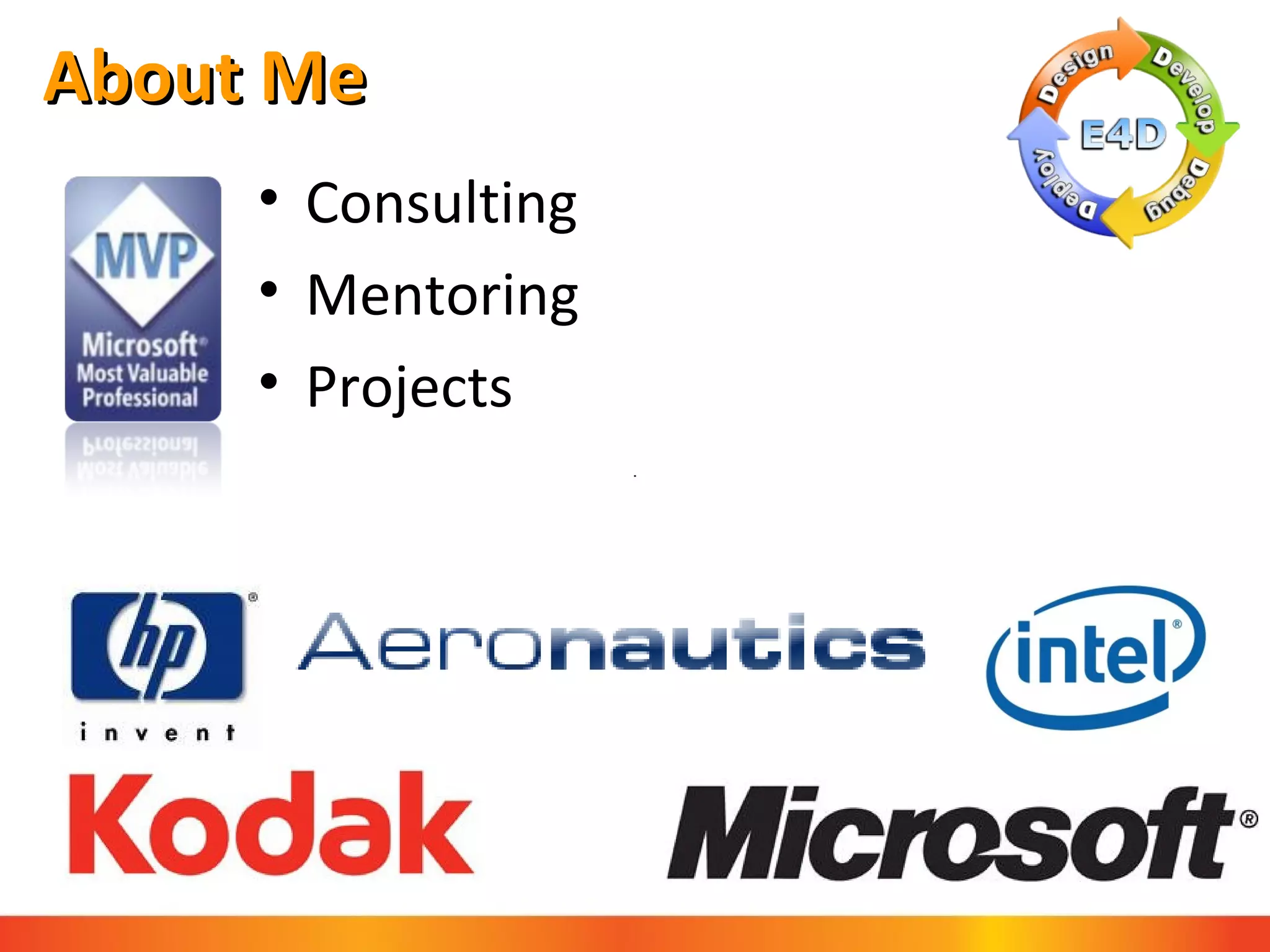 About Me Consulting Mentoring Projects 