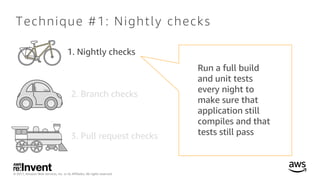 © 2017, Amazon Web Services, Inc. or its Affiliates. All rights reserved.
Technique #1: Nightly checks
1. Nightly checks
2...