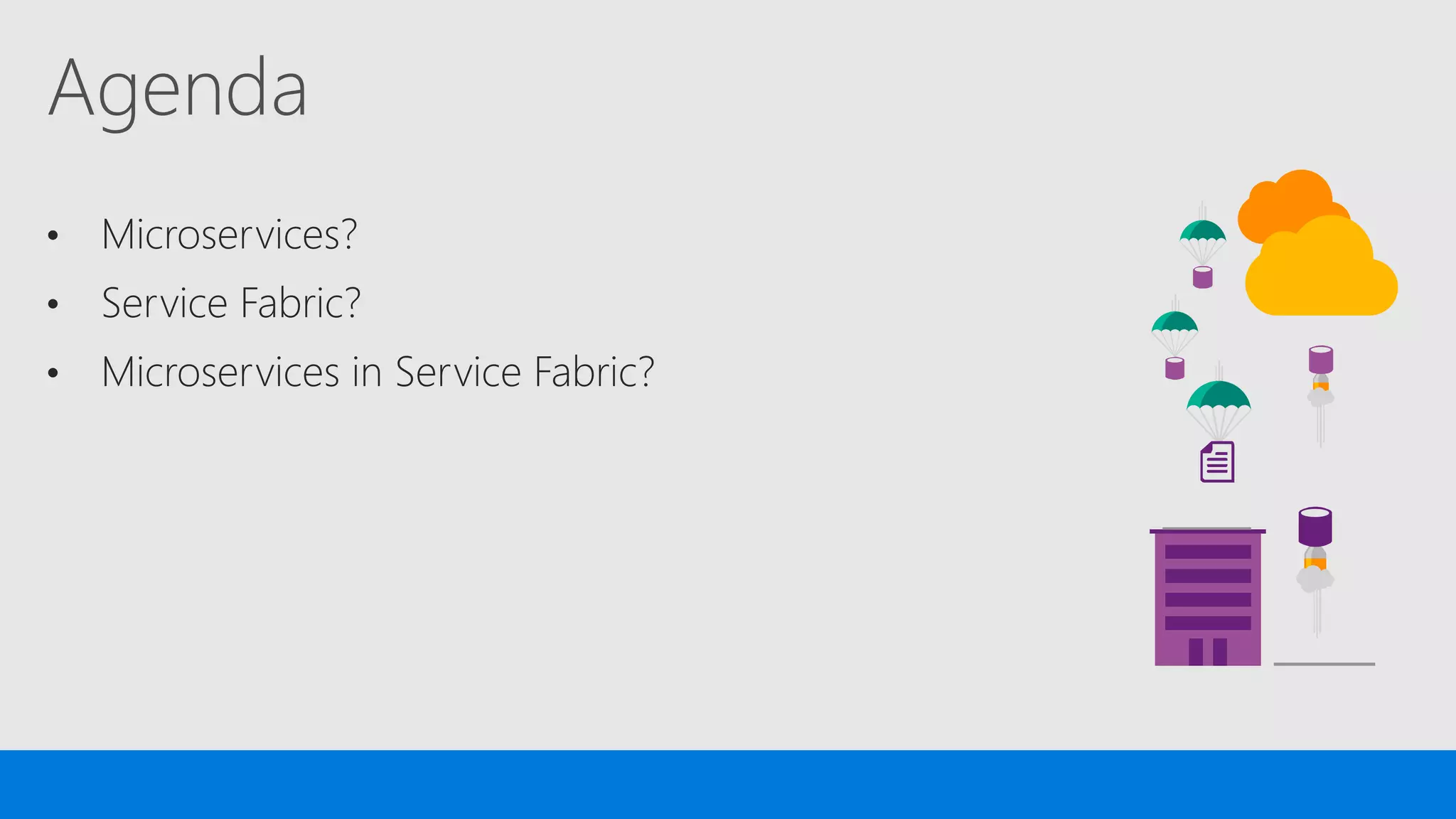 Agenda
• Microservices?
• Service Fabric?
• Microservices in Service Fabric?
 