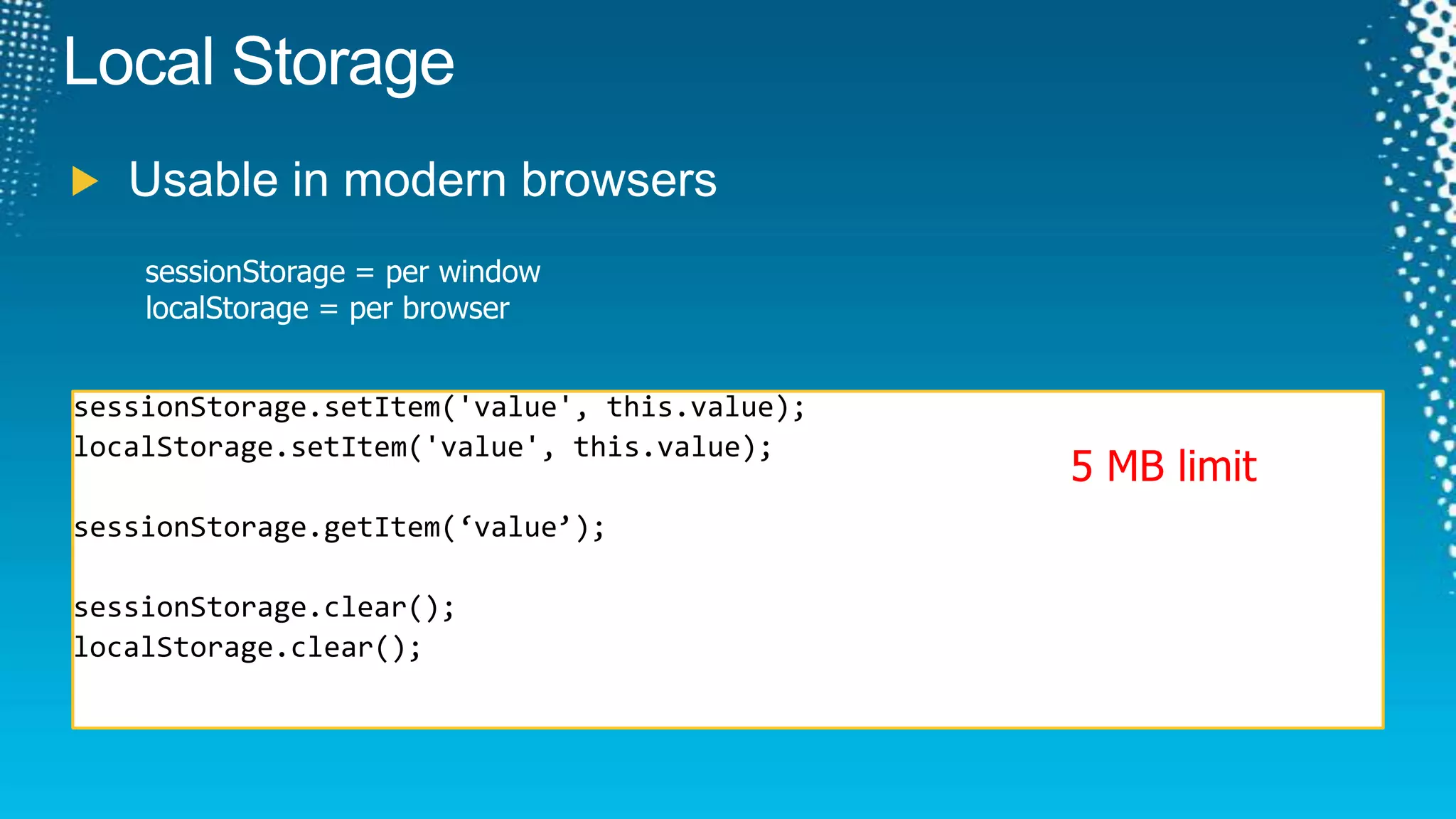 ModernizrShiv’r + InspectorSimple way to check feature supportConditional JS and CSS.multiplebgs div p { /* properties for browsers that support multiple backgrounds */}.no-multiplebgs div p { /* optional fallback properties for browsers that don't */}if (Modernizr.canvas) { //Canvas supported}if (Modernizer.cssColumns){ //Columns supported}//Etc...*Don’t use with IE HTML5shiv. One or the other.