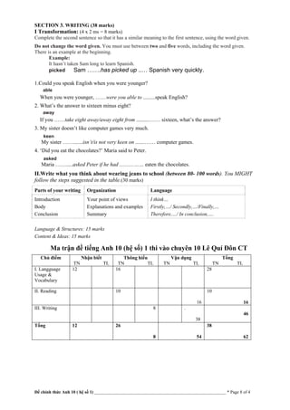 De va dap an mon tieng anh | PDF