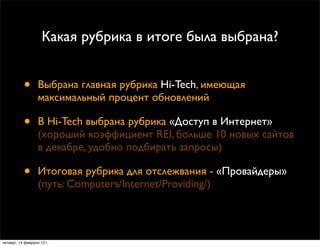 Какая рубрика в итоге была выбрана?


           •       Выбрана главная рубрика Hi-Tech, имеющая
                   макси...