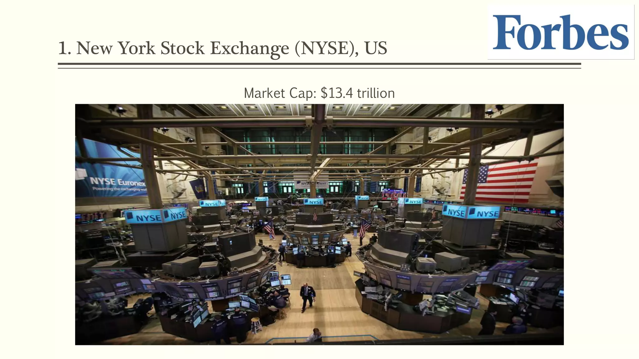 1. New York Stock Exchange (NYSE), US 
Market Cap: $13.4 trillion 
 