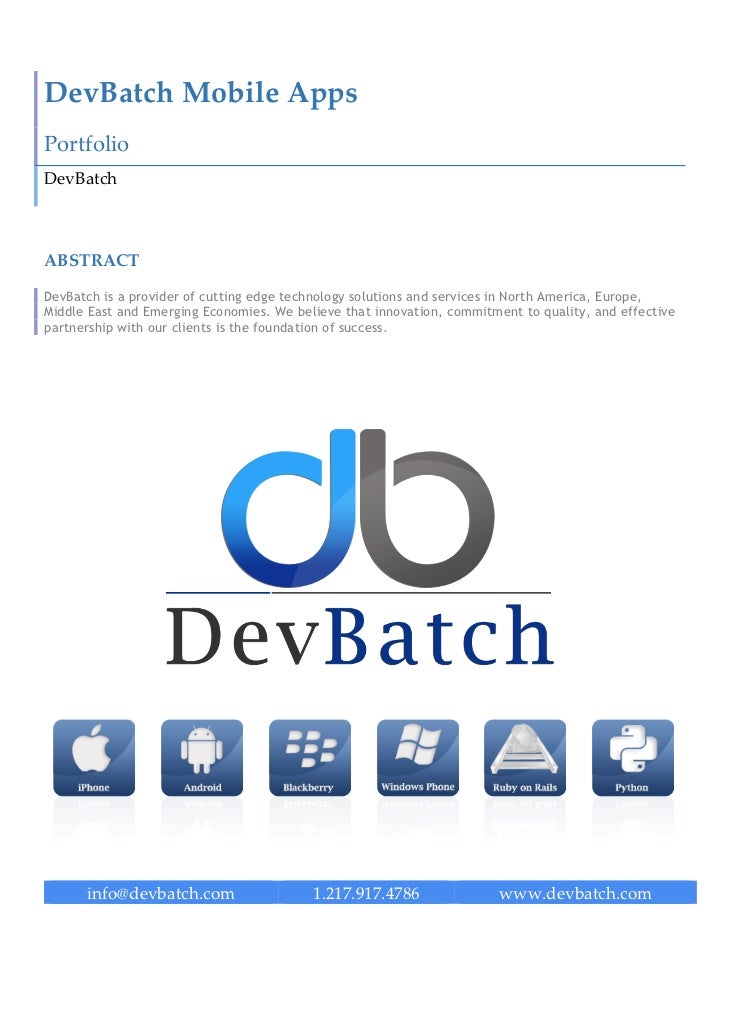 Mobile App Developers - DevBatch Mobile Apps Portfolio