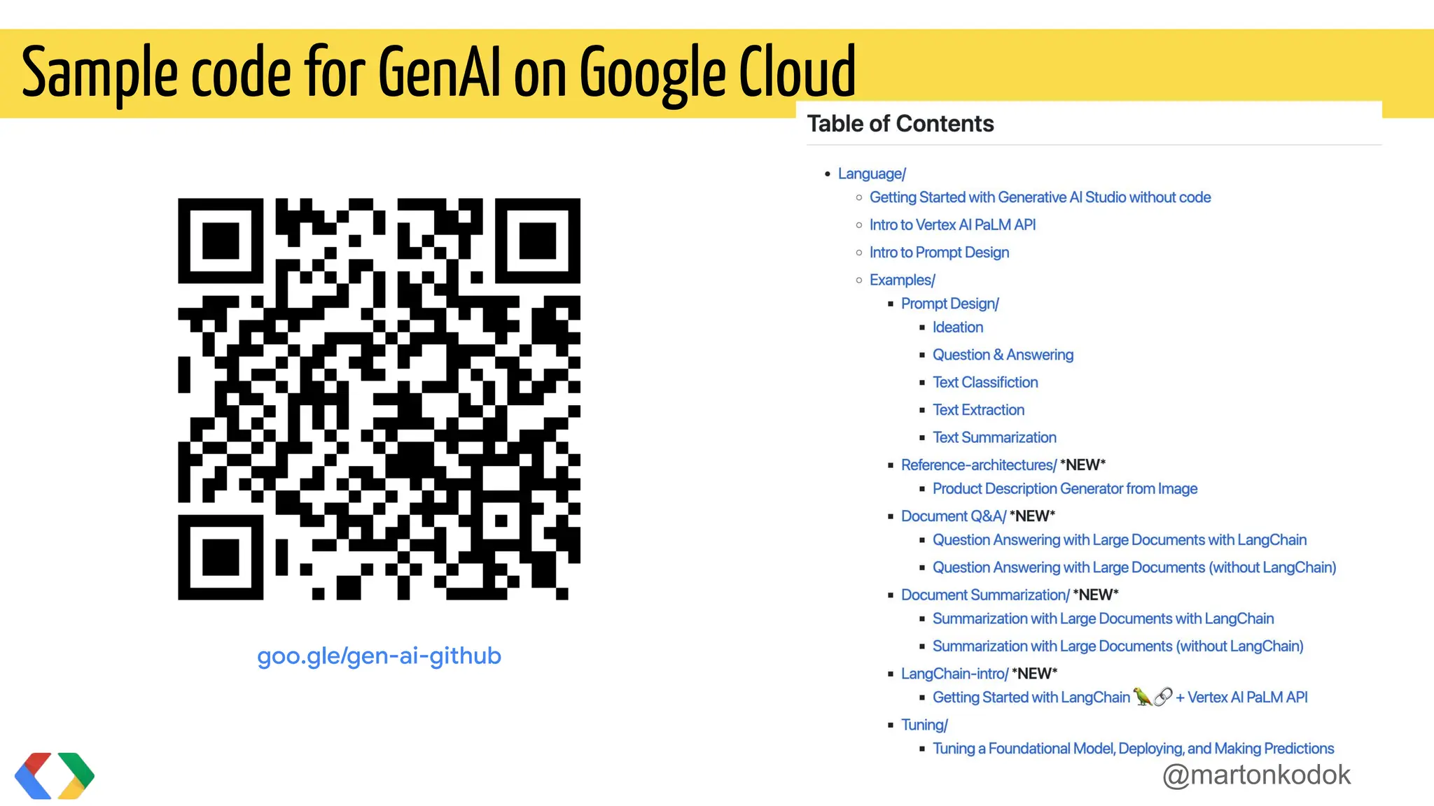 @martonkodok
Sample code for GenAI on Google Cloud
goo.gle/gen-ai-github
 