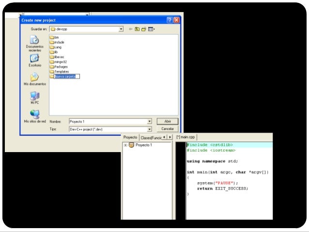 como crear un proyecto en Dev c