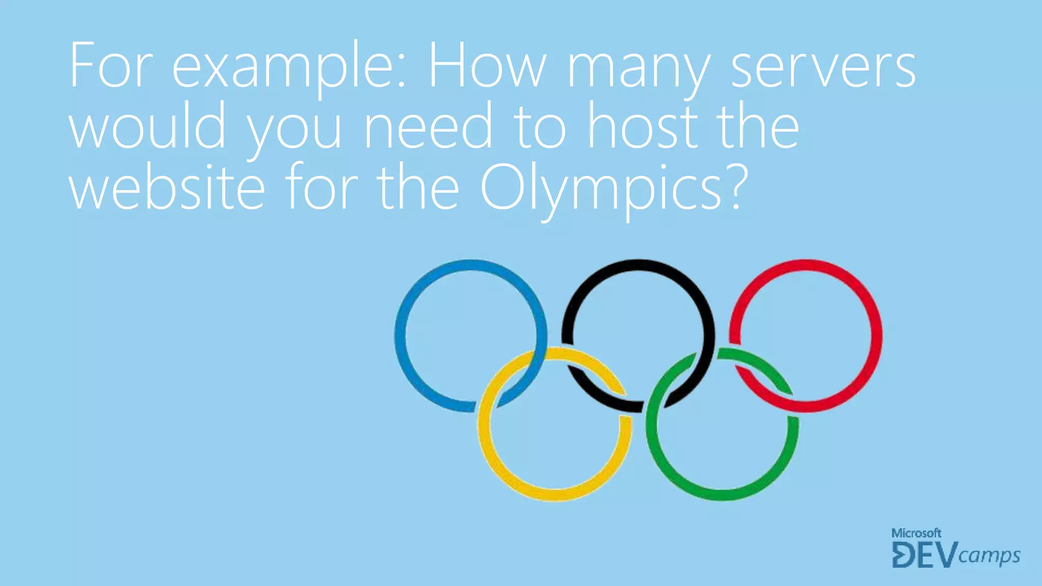For example: How many servers
would you need to host the
website for the Olympics?
 