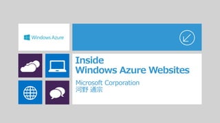 Inside
Windows Azure Websites
Microsoft Corporation
河野 通宗
 
