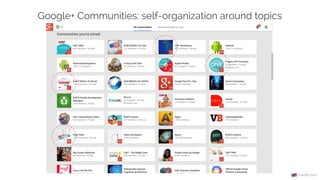 Google+ Communities: self-organization around topics
 