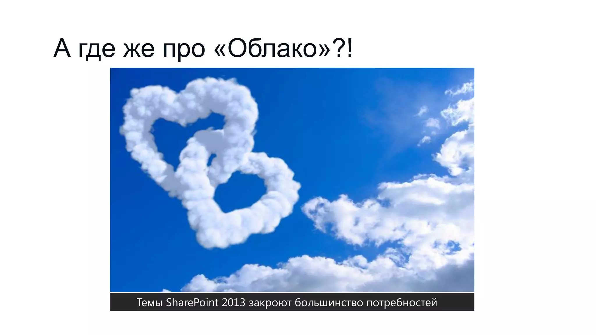 А где же про «Облако»?!
Темы SharePoint 2013 закроют большинство потребностей
 