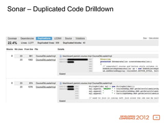 Blackboard DevCon 2012 - Ensuring Code Quality Slide 10