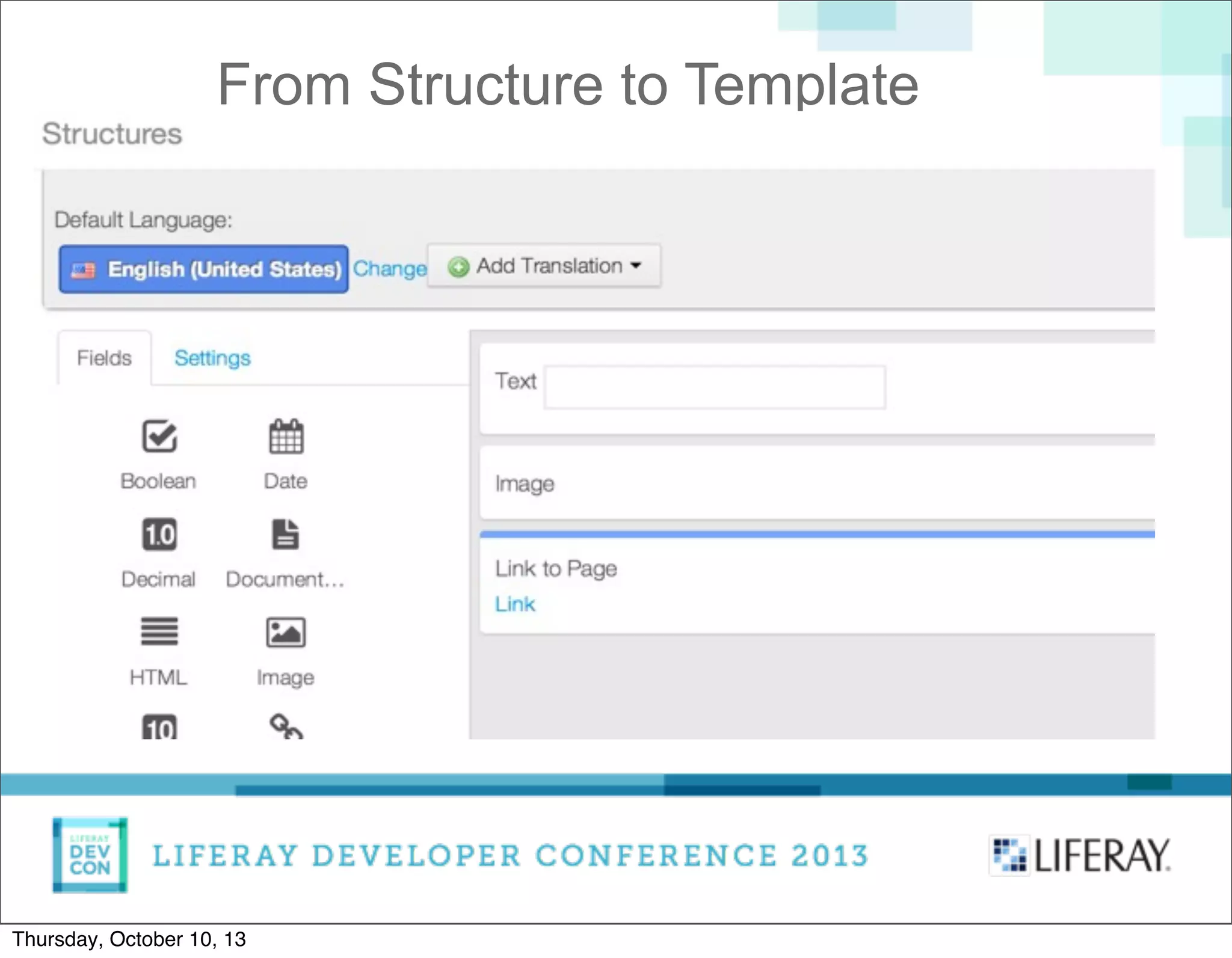 From Structure to Template
Thursday, October 10, 13
 