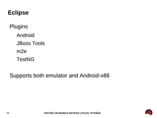 Sample WebDriver Test public class SampleTest extends Arquillian { @Drone public WebDriver driver; @ArquillianResource private URL deployedRoot; @Deployment public static WebArchive createTestArchive() { return ...; } @Test public void testDefaultSkin() { driver.get(“http://devconf.cz”); ... } } 