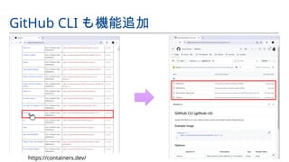 GitHub CLI も機能追加
https://containers.dev/
 