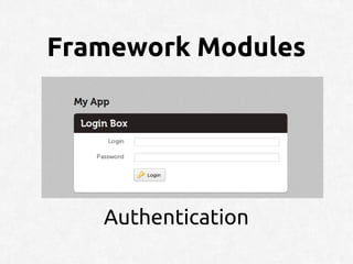 Framework Modules




   Authentication
 