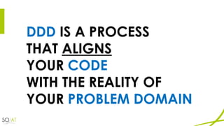 DDD IS A PROCESS
THAT ALIGNS
YOUR CODE
WITH THE REALITY OF
YOUR PROBLEM DOMAIN
 