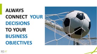 ALWAYS	
CONNECT		YOUR	
DECISIONS
TO	YOUR	
BUSINESS	
OBJECTIVES
 