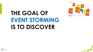 THE GOAL OF
EVENT STORMING
IS TO DISCOVER
 