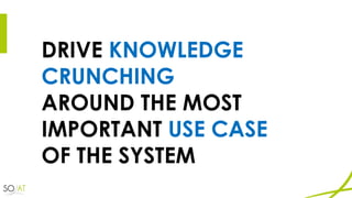DRIVE KNOWLEDGE
CRUNCHING
AROUND THE MOST
IMPORTANT USE CASE
OF THE SYSTEM
 