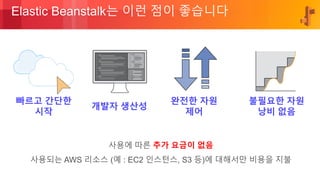 © 2018, Amazon Web Services, Inc. or its Affiliates. All rights reserved.
Elastic Beanstalk는 이런 점이 좋습니다
사용에 따른 추가 요금이 없음
사용되는 AWS 리소스 (예 : EC2 인스턴스, S3 등)에 대해서만 비용을 지불
빠르고 간단한
시작
개발자 생산성
완전한 자원
제어
불필요한 자원
낭비 없음
 