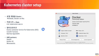© 2018, Amazon Web Services, Inc. or its Affiliates. All rights reserved.
Kubernetes cluster setup
 