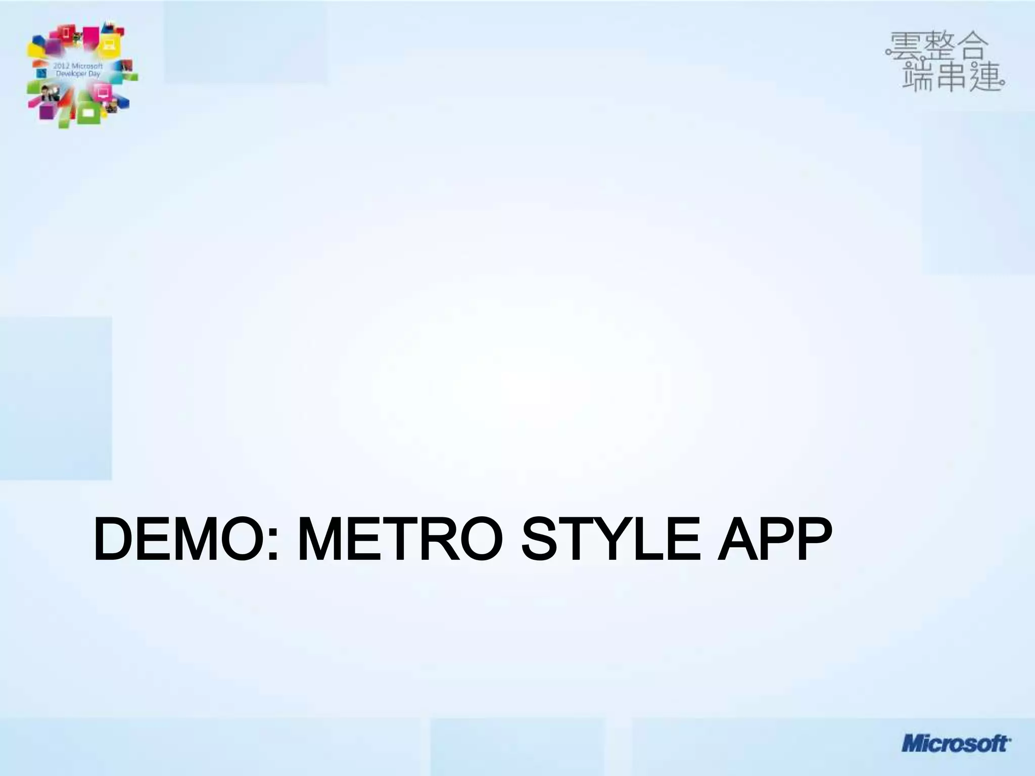 DEMO: METRO STYLE APP
 