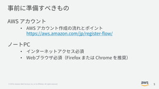 © 2018, Amazon Web Services, Inc. or its Affiliates. All rights reserved.
•
•
•
5
 