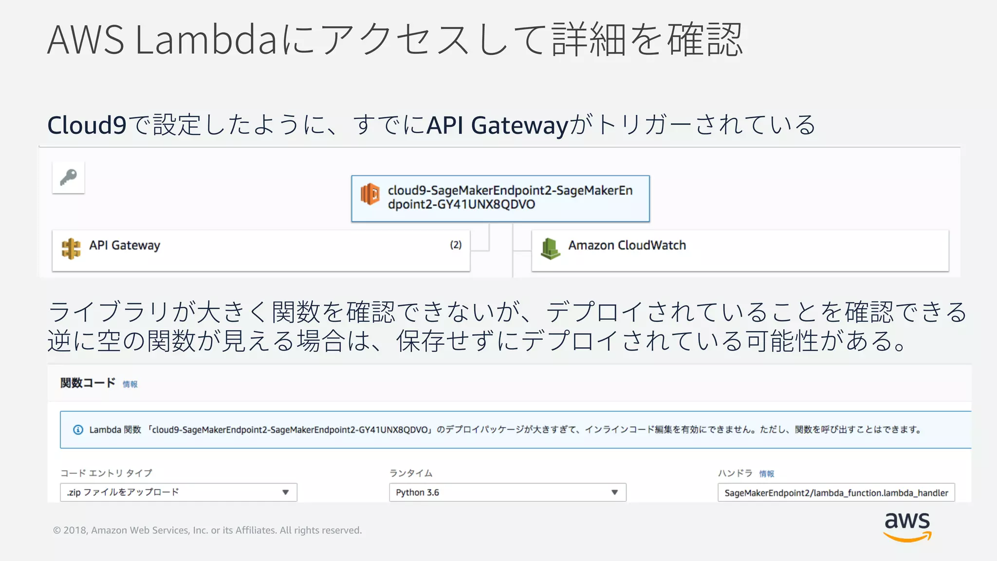 © 2018, Amazon Web Services, Inc. or its Affiliates. All rights reserved.
Cloud9 API Gateway
 