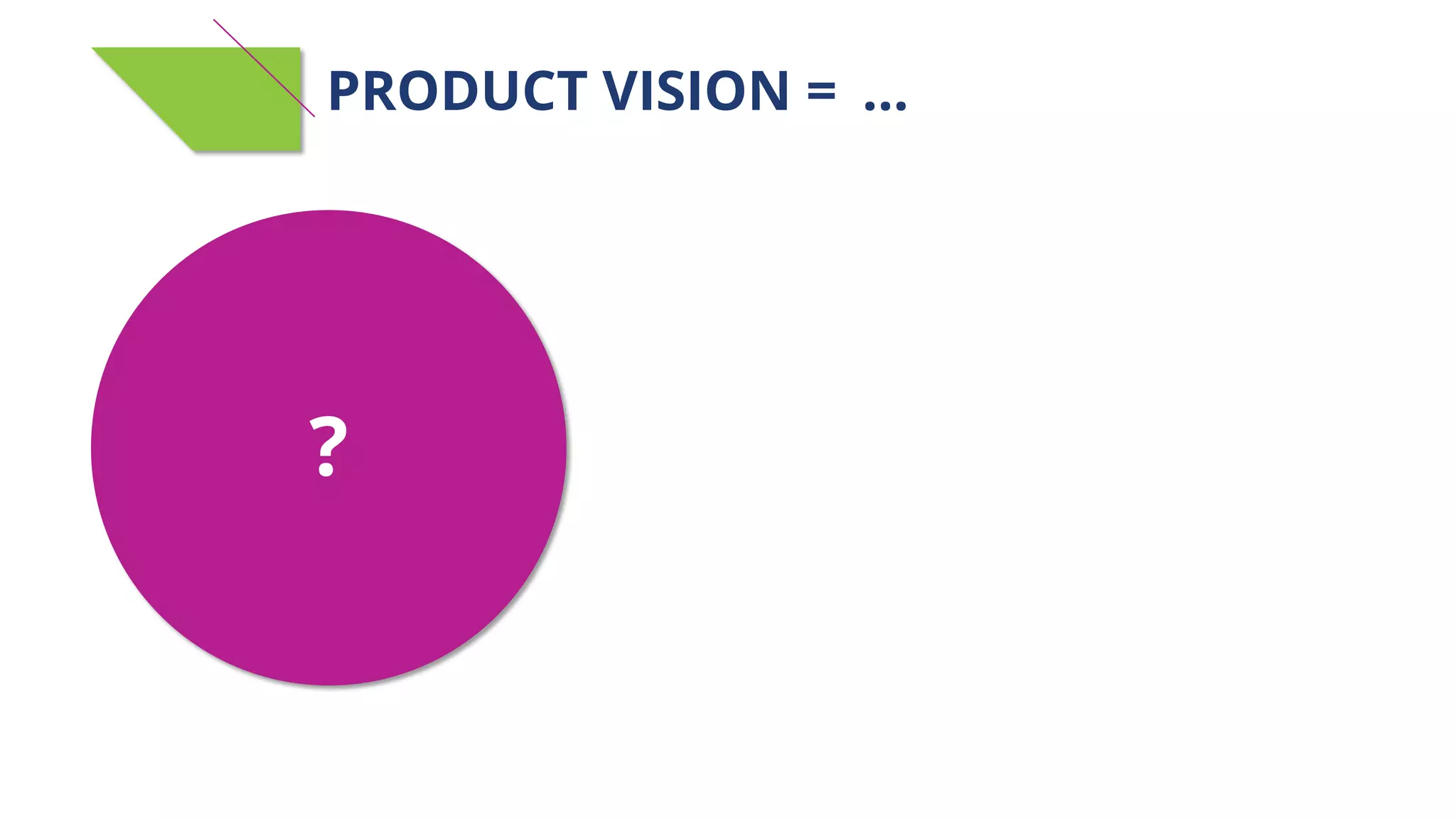 PRODUCT VISION = …
?
 