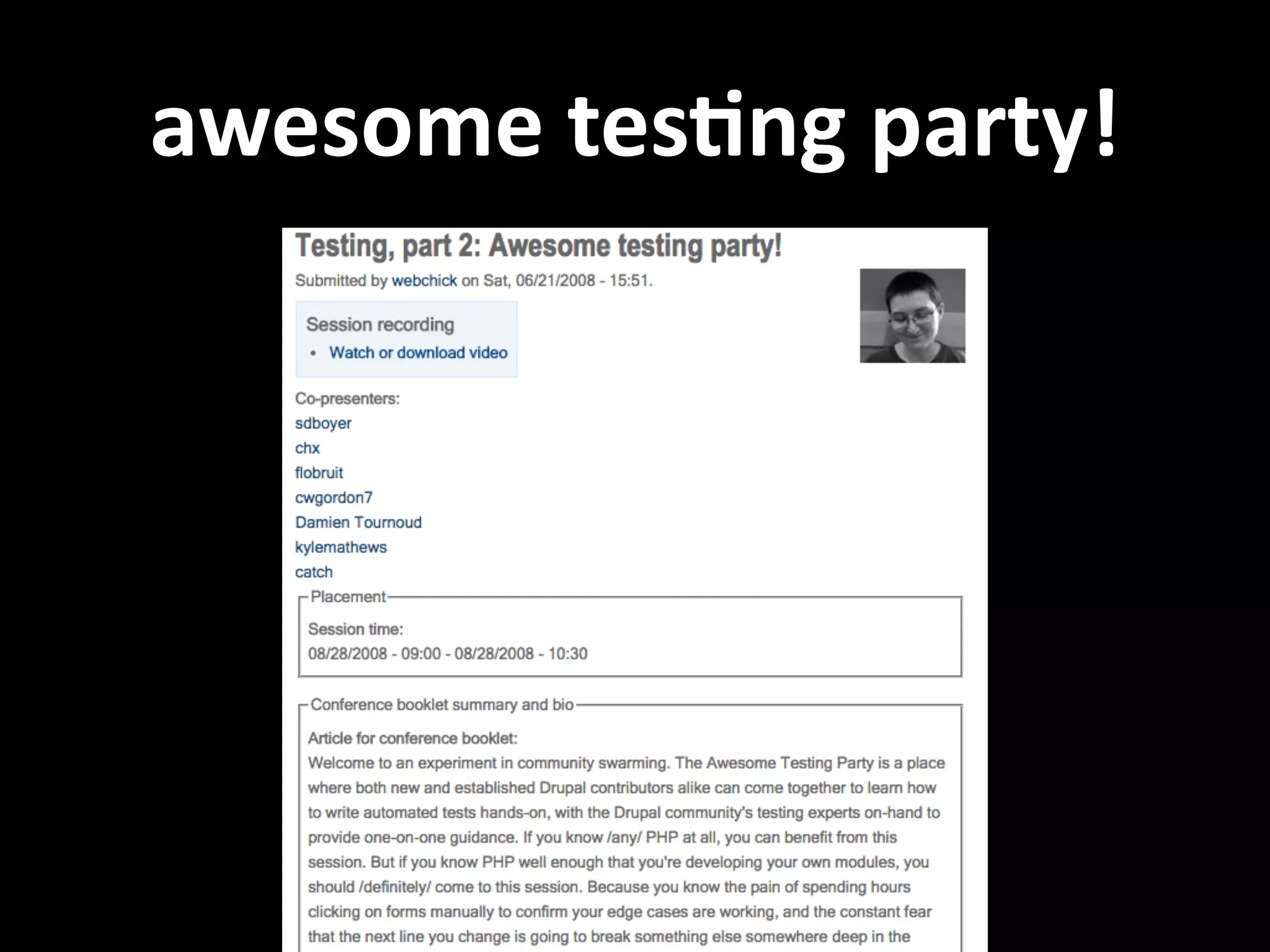 awesome  tesVng  party! 