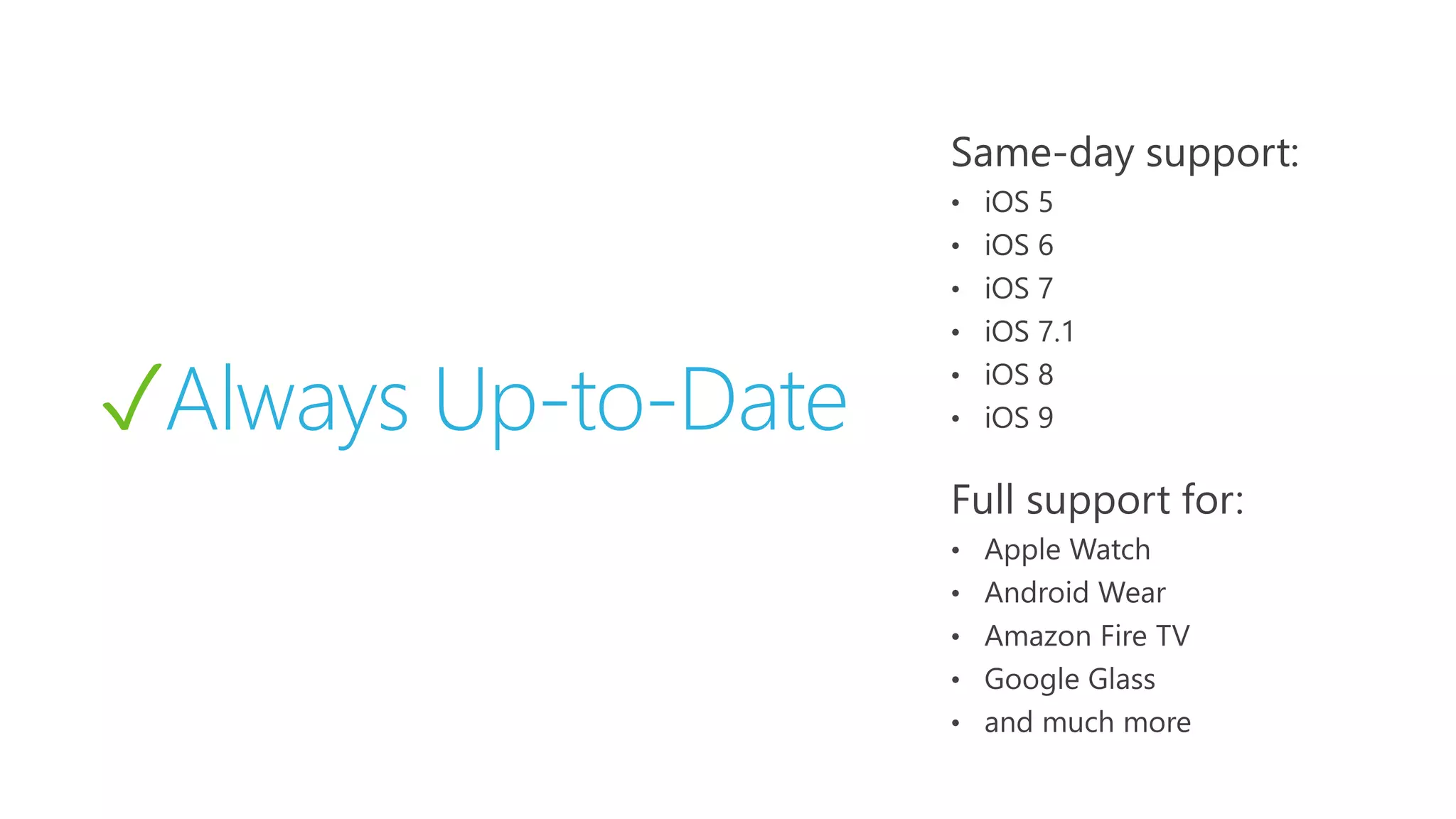 ✓Always Up-to-Date • • • • • • • • • • • 