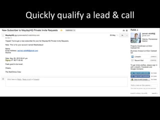 Quickly qualify a lead & call

 
