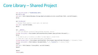 Core	Library	– Shared	Project
 
