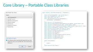 Core	Library	– Portable	Class	Libraries
 