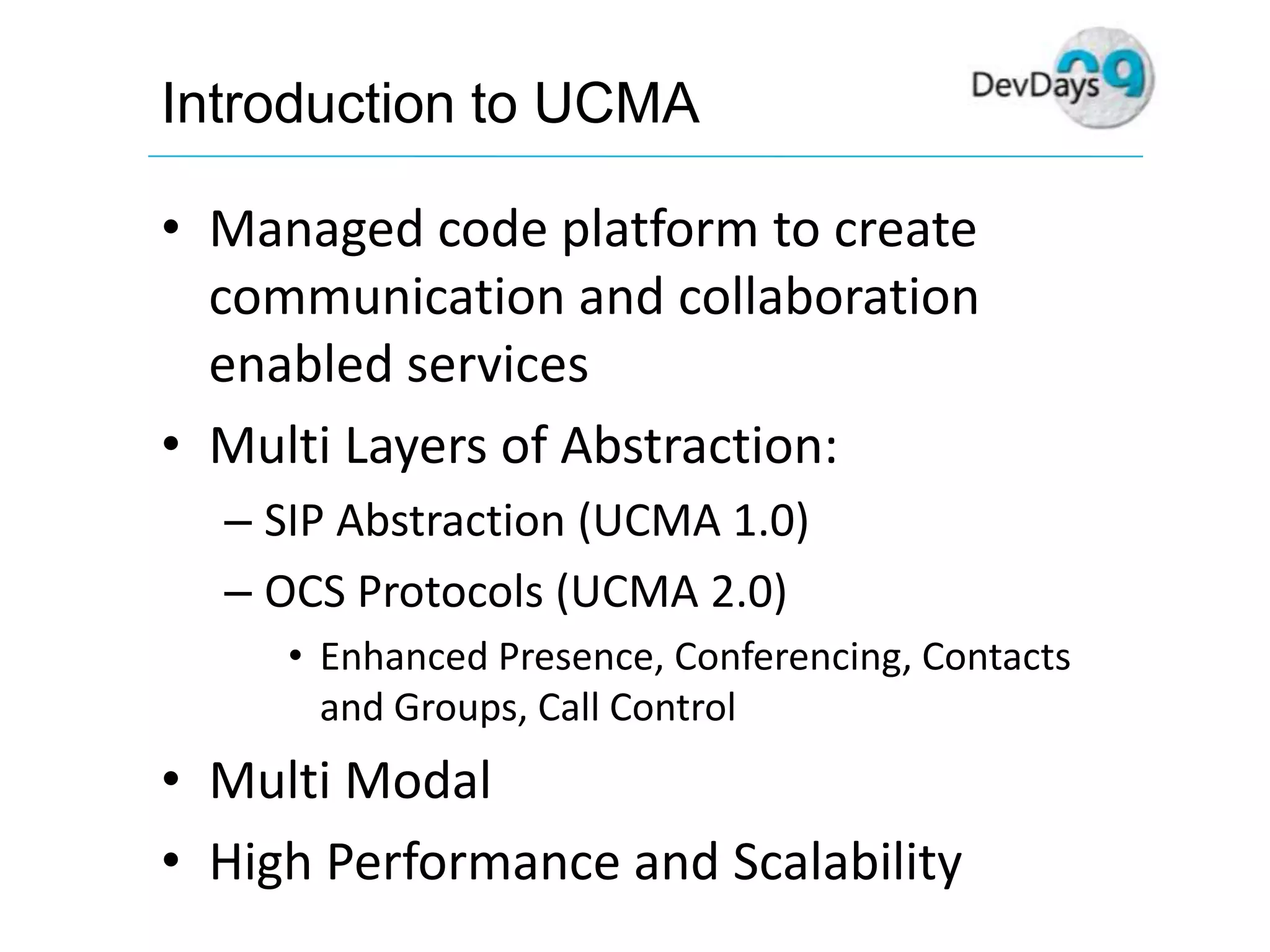 Dev Days Unified Communications Development
